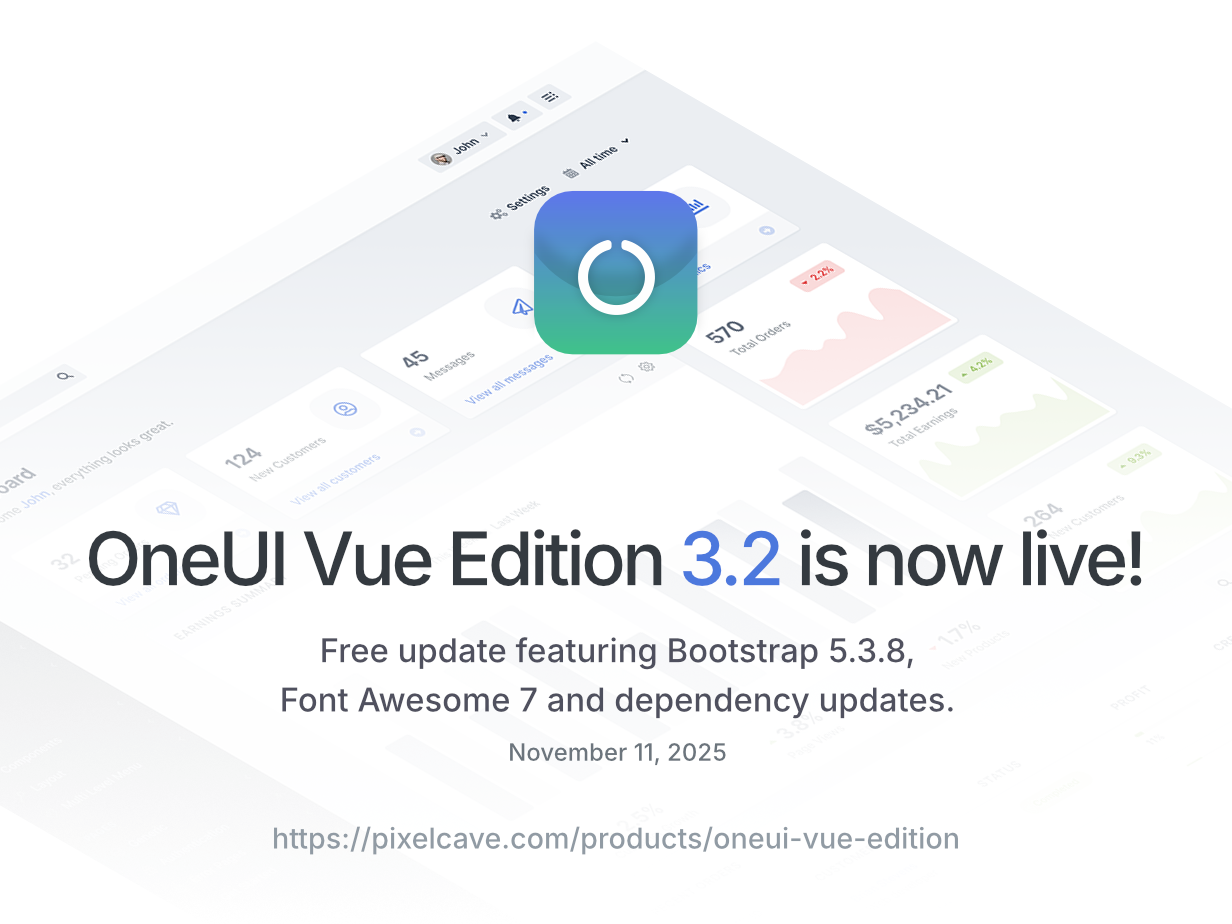 OneUI Vue Edition - Vuejs 3 Admin Dashboard Template
